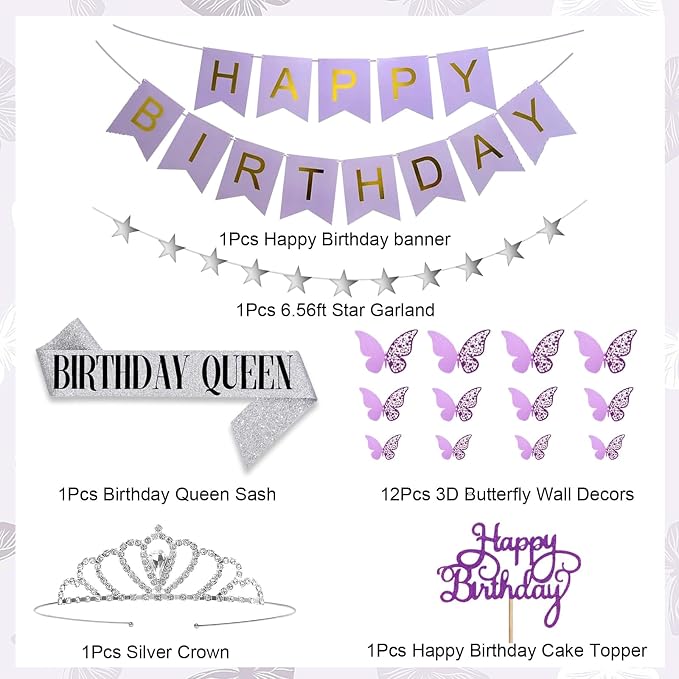 Amandir Purple Birthday Decorations - Image 3