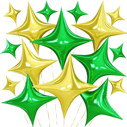 Green Gold Star Balloons, 26 Inch and 10 Inch Gold Stars Shaped Balloon by BIAPIAN
