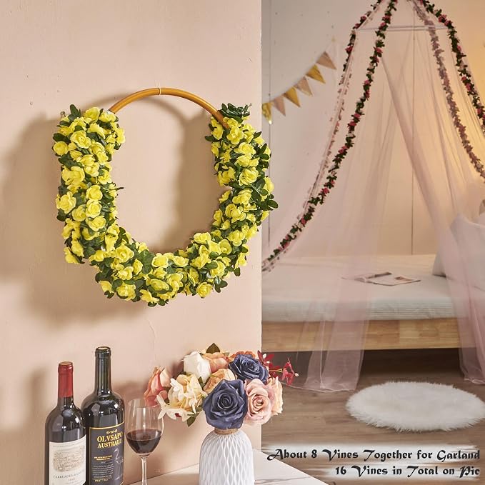 Artificial Flower Garland 8pcs 8.2ft Rose Vine Decor, Hanging Faux Roses String - Image 3