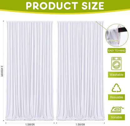 White Backdrop Curtain for Wedding Parties Backdrop Drapes 10x8FT | Wrinkle - Image 2