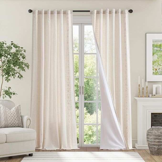 jinchan Floral Linen Curtains - Image 3