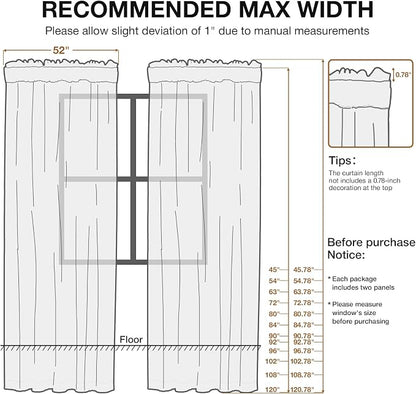 Anmao Taupe Semi Sheer Light Filtering Curtains 72 Inches Long 2 Panels - Image 2