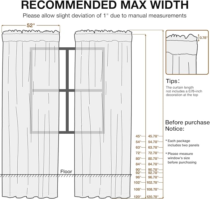 Anmao White Semi Sheer Light Filtering Curtains 102 Inches Long 2 Panels - Image 2
