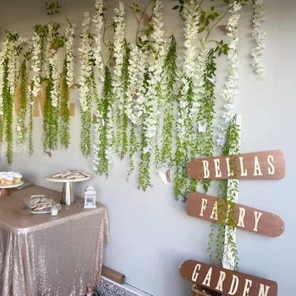 Artificial Wisteria Hanging Flowers Fake Wisteria Flower Garland Silk Vines - Image 3