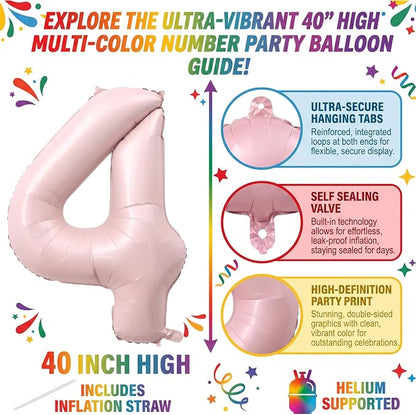 40" Light Pink Foil Number 14 Balloon - Image 2