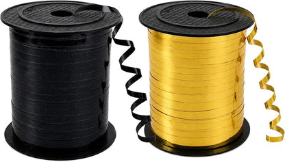 TONIFUL 500 Yards Shiny Gold and Black Curling Ribbon Balloon String | Balloon by TONIFUL