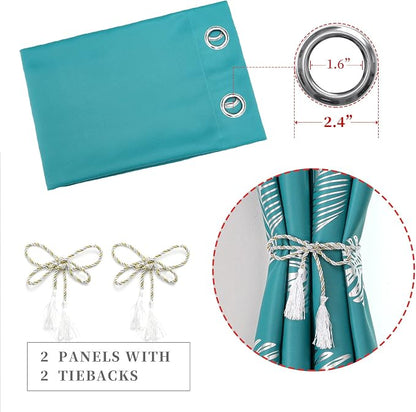 Teal Blackout Curtains for Living Room, Grommet Curtains - Image 4
