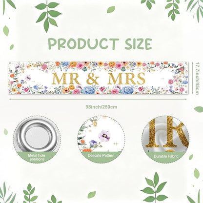 Mr And Mrs Wedding Decor Banner Decorations Party Hanging Sign | Reusable - Image 2