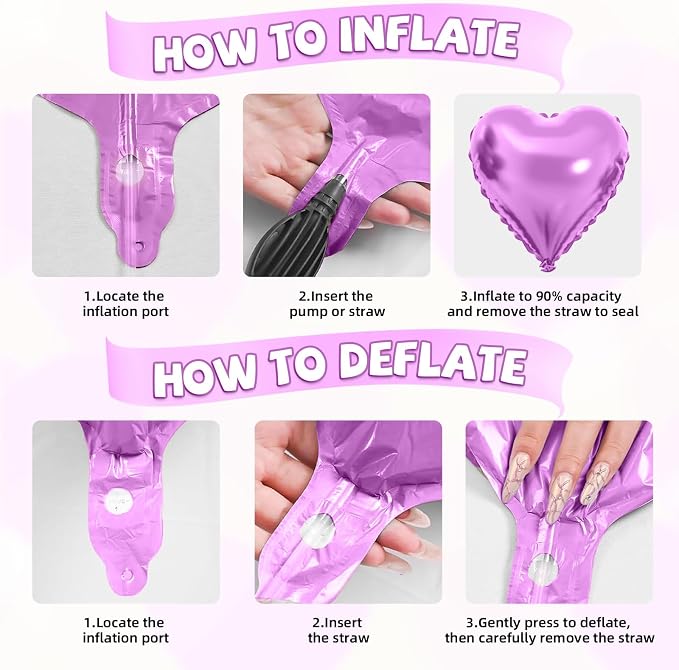 Pink Purple Heart Balloons - Image 4
