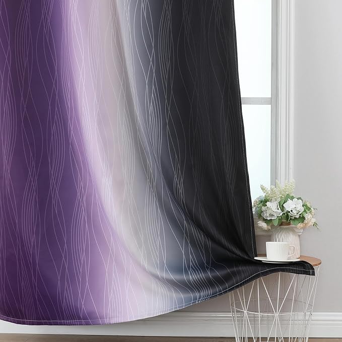 Black and Purple Ombre Blackout Curtains - Image 6