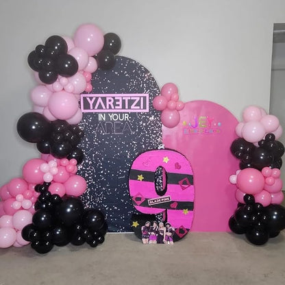 148Pcs Pink and Black Balloons Garland Arch Kit - Image 7
