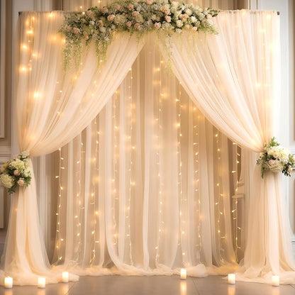 30x8ft Champagne Tulle Backdrop Curtain by Partisky
