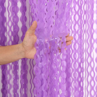 4 Pack Wavy Purple Metallic Tinsel Foil Fringe Curtains by CYLMFC