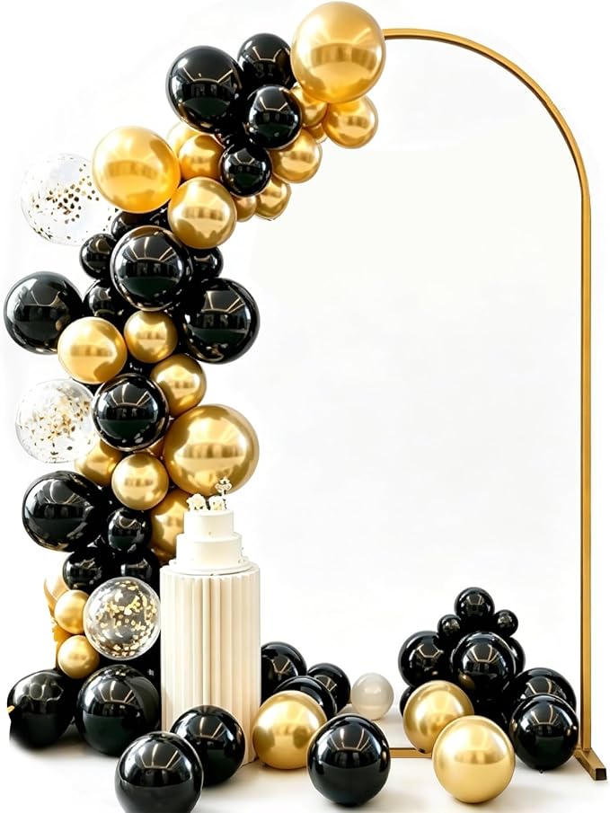 Hemmotop Arch Backdrop Stand Gold 7.2 FT | Metal, Ground Stakes by Hemmotop
