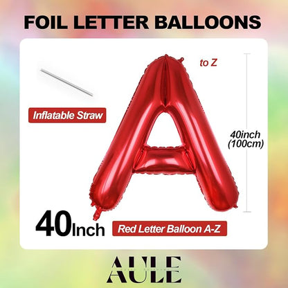 AULE 40 Inch Red D Balloon Letter Foil A-Z Birthday Big Alphabet | Birthday - Image 3