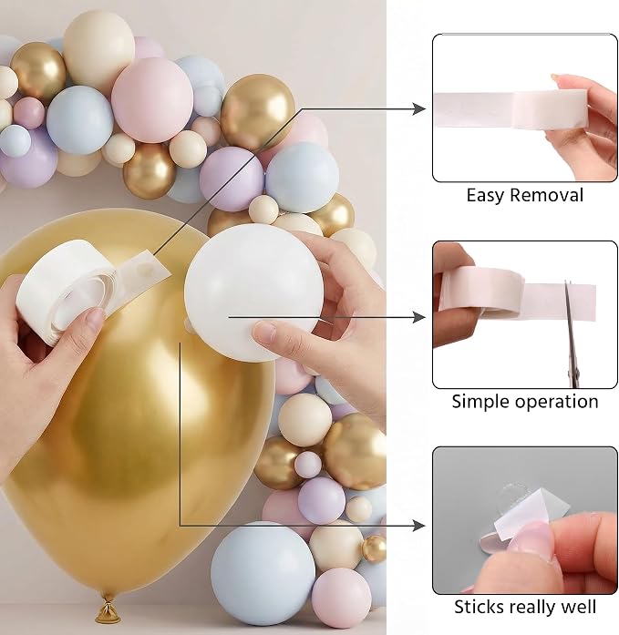 Olen Balloon Arch Strip Kit, 50 ft Tape, 300 Glue Dots - Image 4