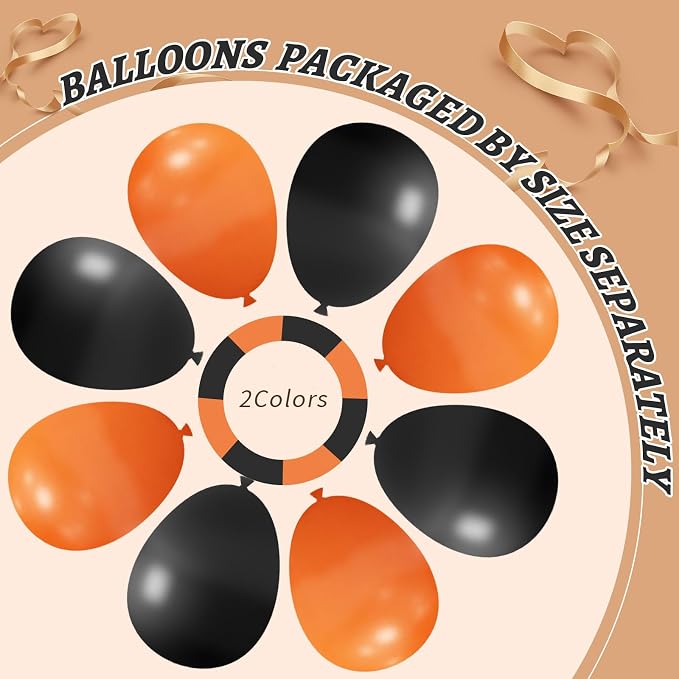 Black and Orange Balloons Garland Arch Kit - Image 4
