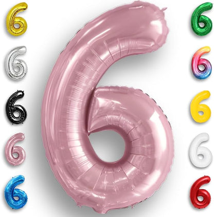 Pink Pearl Number Balloon 6 Mylar Foil Macaron Balloons 16 Inch by Unknown
