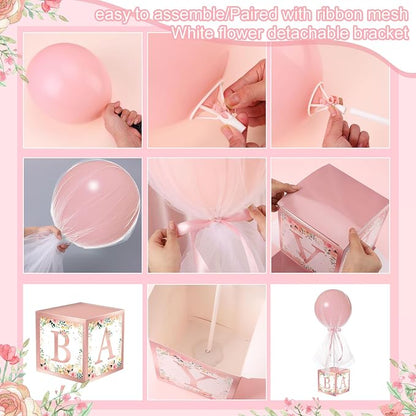 Wettarn 4 Set Pink Girl Baby Shower Table Centerpiece Decor 24'' Tulle Tutu - Image 4