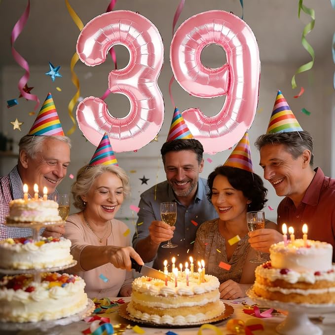 40 Inch Number 39 Balloons for 39th Birthday Party Decorations, 0-100 Jewelry - Image 2