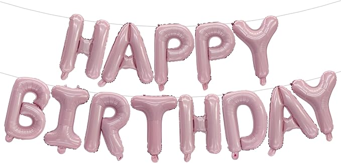 16 Inch Pink Happy Birthday Balloon Banner | Self Inflating Foil Happy Birthday by Exquisitehighqualitypartydecorationstomeetyoureveryneed%EF%BC%81