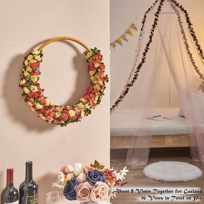 Artificial Flower Garland 6pcs 8.2ft Rose Vine Decor, Champagne Flower | - Image 5