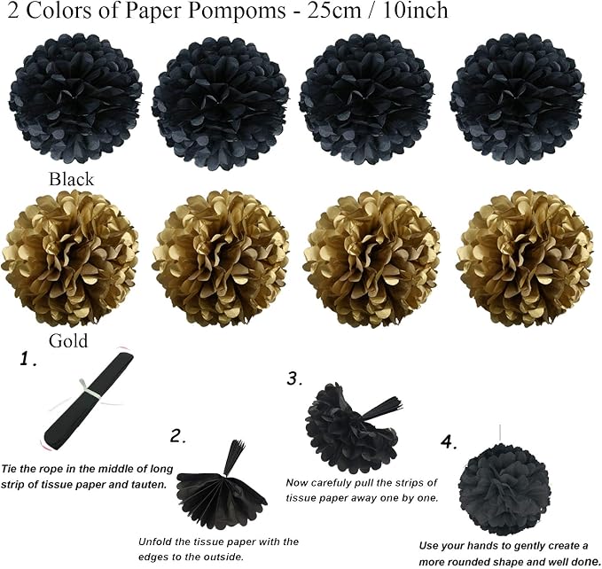 Party Decoration, Pom Poms Flowers, Garlands String Polka Dot and Triangle - Image 4