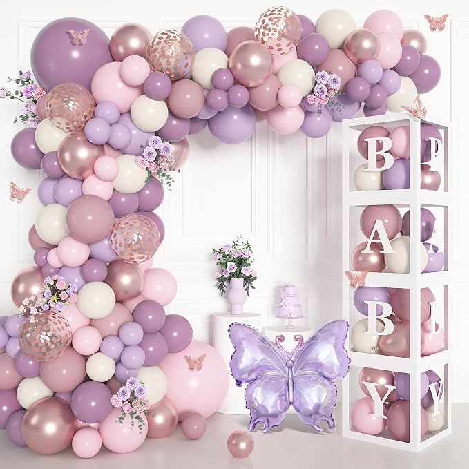Amandir 153Pcs Dusty Purple Balloon Arch Kit Baby Shower Decorations | - Image 3