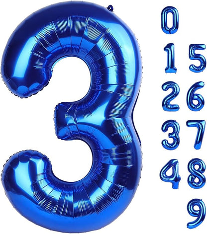 Number Balloons Navy Blue Number 3 by Mluchee