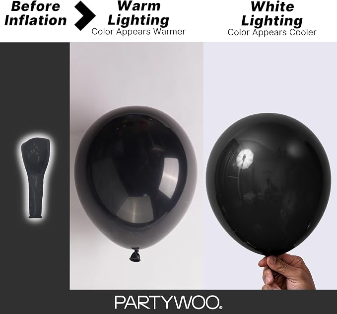 PartyWoo Black Balloons 130 pcs Different Sizes of 18 12 10 5 Inch Black - Image 3