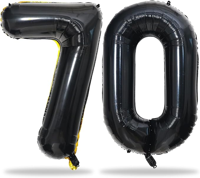 Lingqiang 3pc Black 40 Inch Number 70 Balloons by Lingqiang