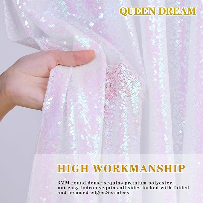 Backdrop Curtains Glitter 6 Panels Iridescent Sequin Background 2ftx8ft | - Image 3