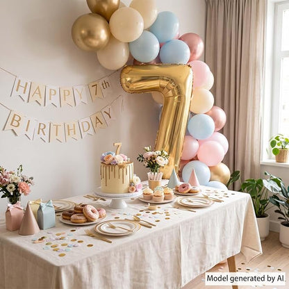 White Gold Number 7 Balloon 40 Inch, Foil Numeral - Image 7