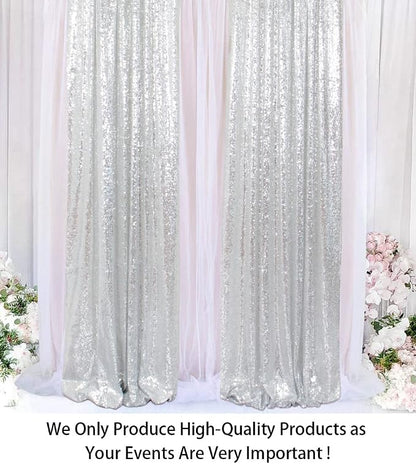 ShinyBeauty Sequin Curtains 2 Panels Silver 2FTx8FT Sequin Photo Backdrop - Image 2