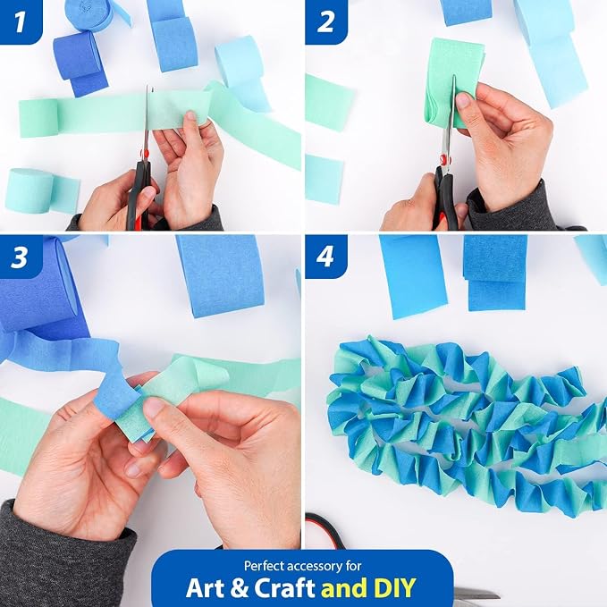 4 Blue Streamers, 328ft Pack of Crepe Paper Bachelorette Party Decorations | - Image 5