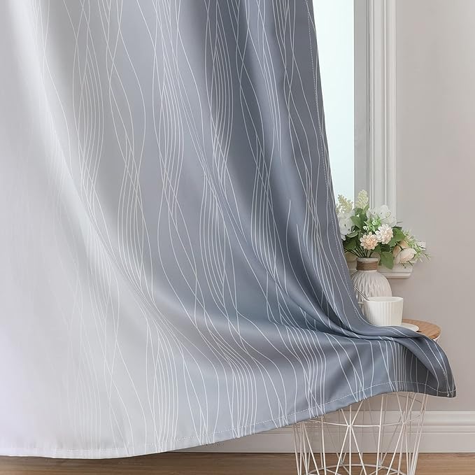 Grayish White and Grey Blackout Curtains - Image 6