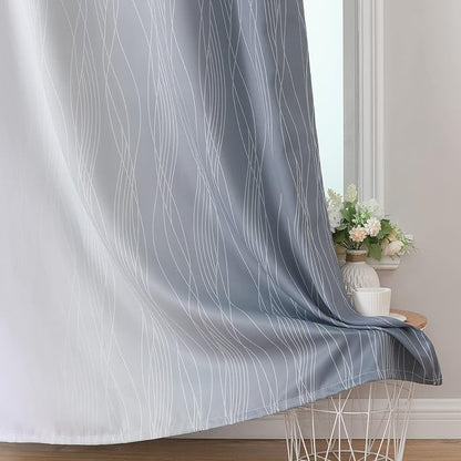 Full Room Darkening Greyish White and Grey Blackout Curtains 84 Inch Length 2 - Image 6