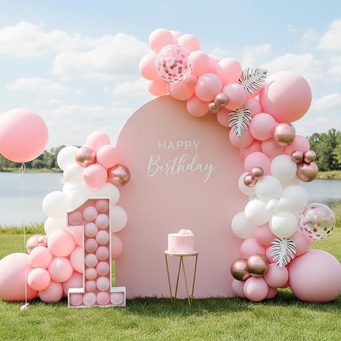 RUBFAC White and Pink Balloons 129pcs Different Sizes 18 12 10 5 Inch | Latex - Image 6
