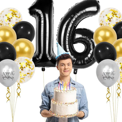 16th Birthday Decorations for Boys, 40 inch 16 Balloon Numbers - Image 4