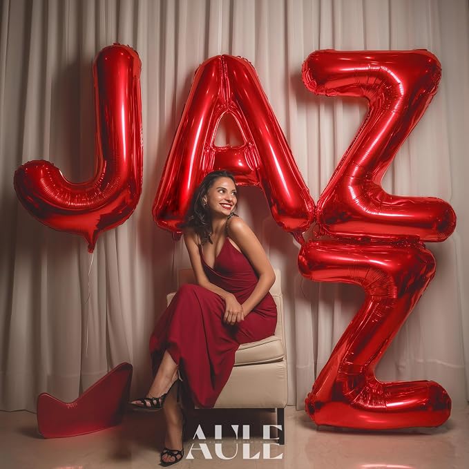AULE 40 Inch Red I Balloon Letter Foil A-Z Birthday Big Alphabet | Birthday - Image 4