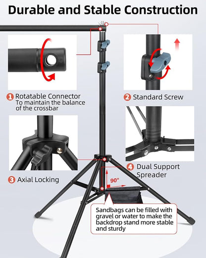 Hemmotop Adjustable Backdrop Stand 10x8.5ft Heavy Duty | - Image 7
