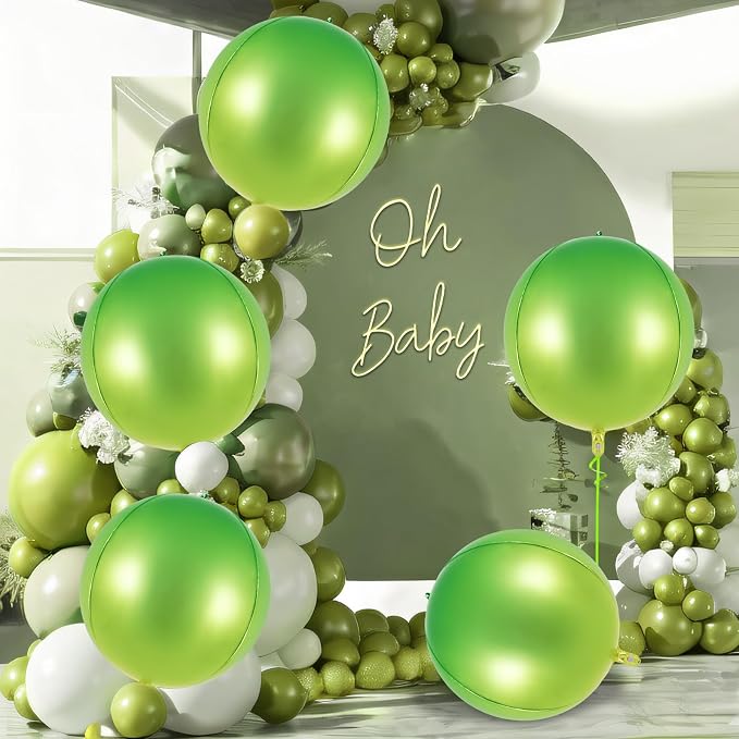 Metallic Gradient Green Balloons, 22 Inch Large Sphere Round Balloons - Image 2