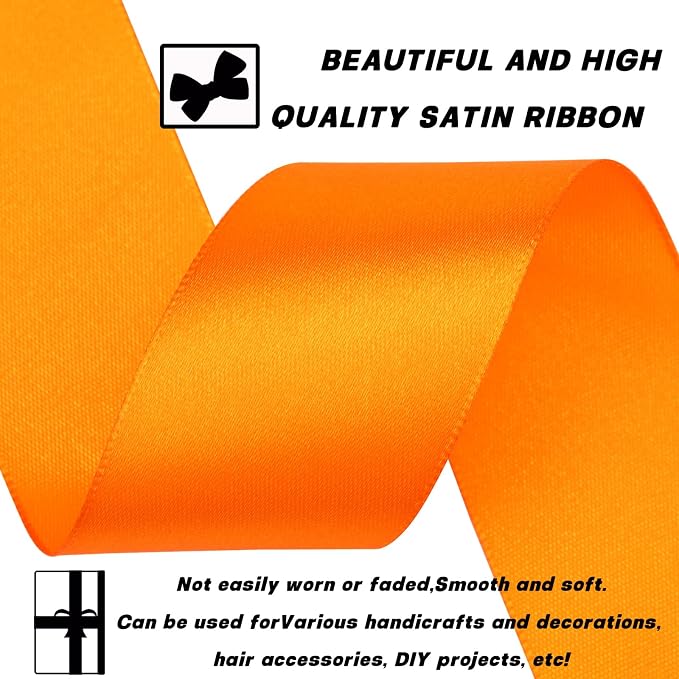 1-1/2 Inch 30 Yards Orange Solid Satin Ribbon - Image 3