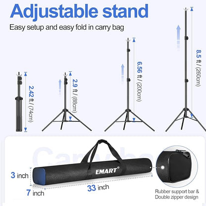EMART Backdrop Stand 10x8.5ft Photo Studio Adjustable Background Stand Support - Image 3