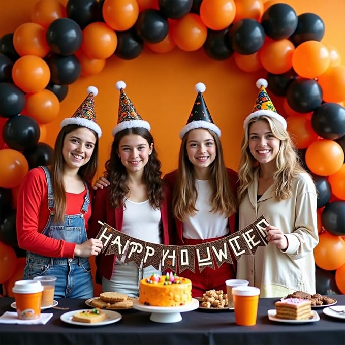 Black and Orange Balloons Garland Arch Kit - Image 7