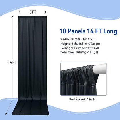 50×14ft Wrinkle Free Black Backdrop Curtain - Image 4