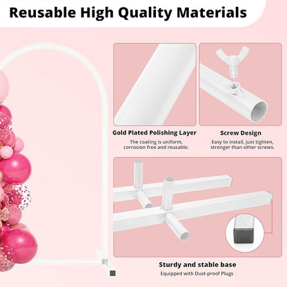 7.2 ft White Metal Balloon Arch Stand, Arch Backdrop Stand - Image 3