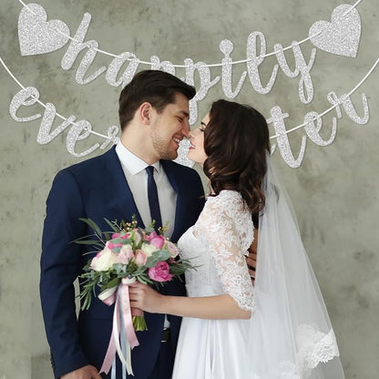Happily Ever After Silver Glitter Bunting Banner, Engagement, Bridal Shower - Image 6
