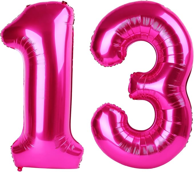Large Hot Pink 13 Number Balloon 40 Inch, 13 Birthday Balloons, 13 Birthday by Upgesy