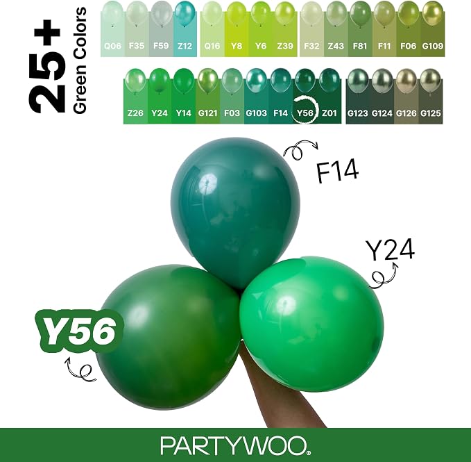 PartyWoo Dark Green Balloons 85pcs Emerald Hunter Forest Green Color | - Image 4